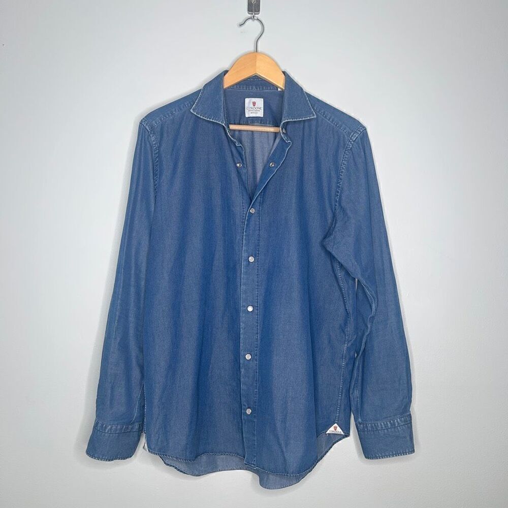 CORDONE 1956 Handmade Italy Denim Sport Shirt Blue Large